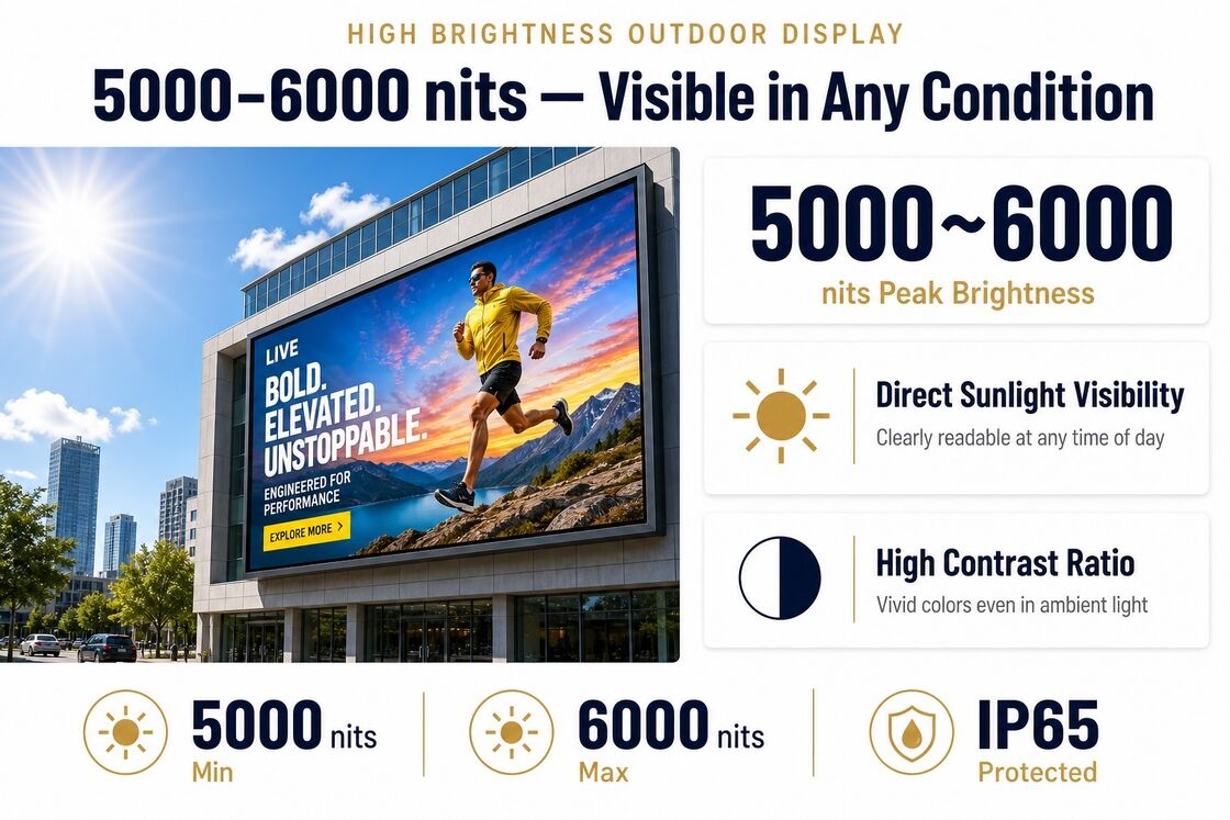 P2.5 Outdoor Fixed LED Display Screen — 5000nits IP65 Waterproof, 3840Hz High Refresh, Front & Rear Maintenance