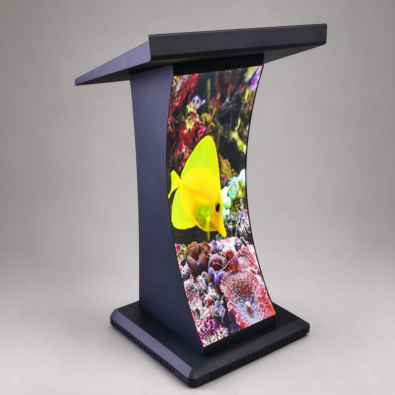 Guide Visual Curved P1.86 Podium LED Display HD Smart Speech Stage Screen
