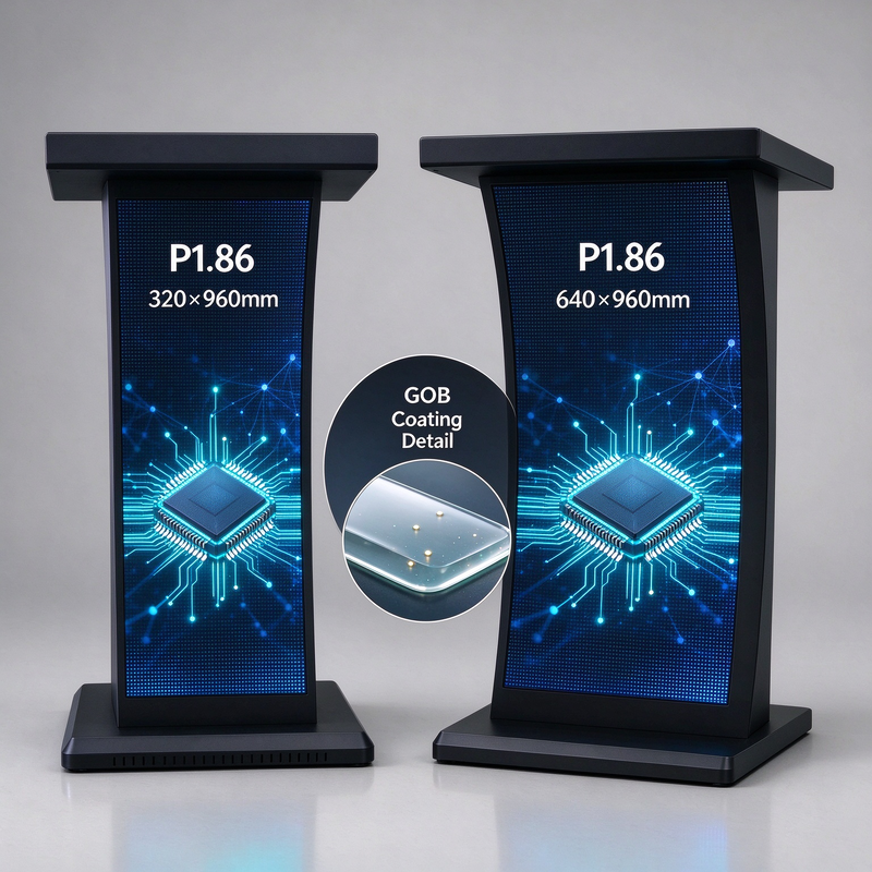 Guide Visual Wide P1.86 Curved Podium LED Display 640x960mm Smart Stage Speech Screen